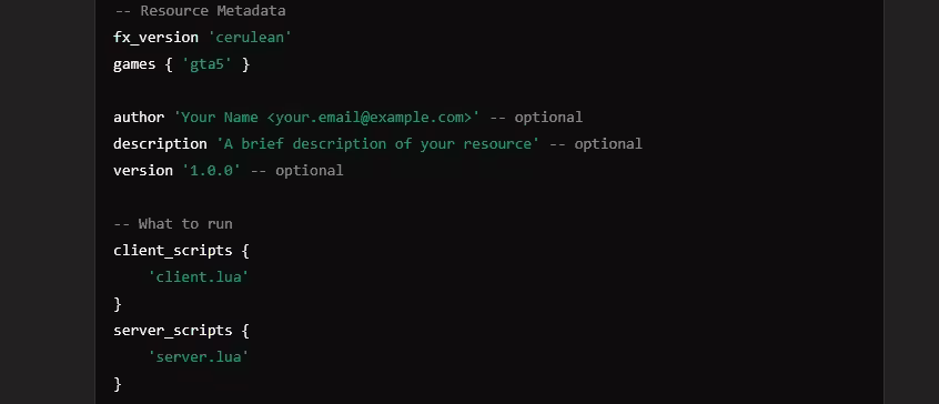 Setting Up fxmanifest.lua (FiveM)