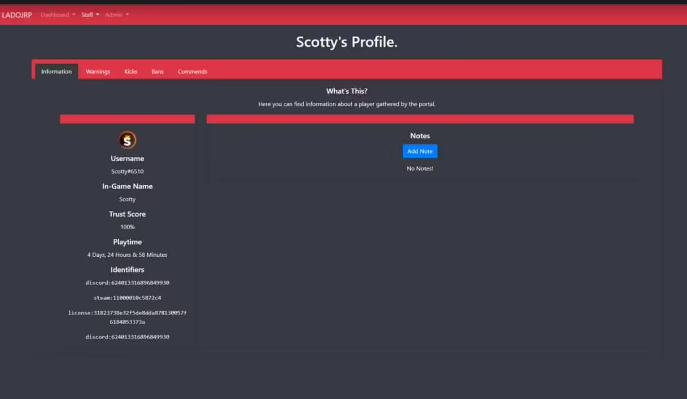 Staff Portal (Web Panel) - Warn, Kick, Ban, Command 4